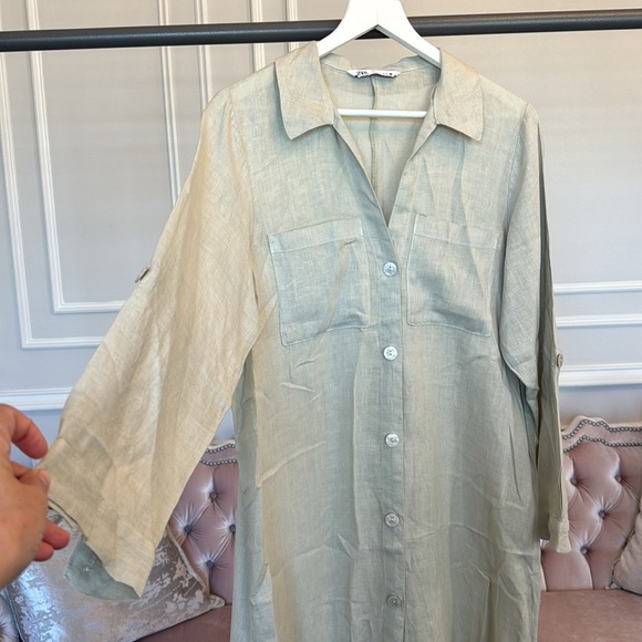 NWOT ZARA TUNIC LINEN DRESS SIZE S OVERSIZED - Picture 12 of 17